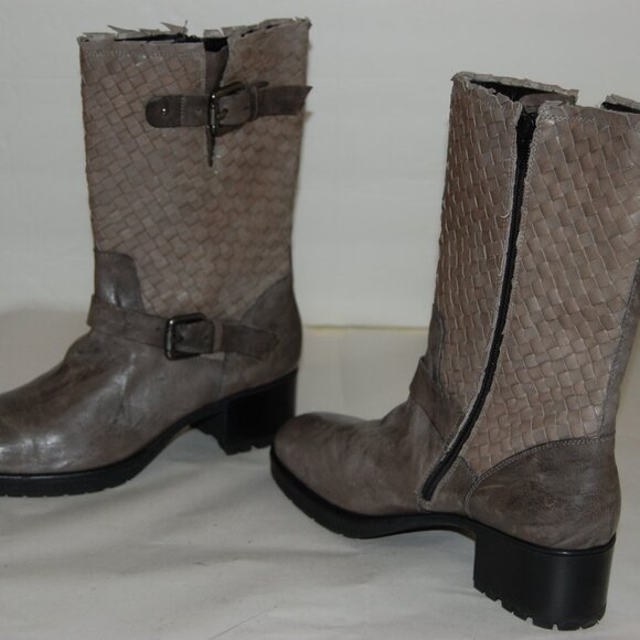 40/US9❤️Pons Quintana Gray Leather HEELS Buckle Mid Calf BOOTS Made in Spain - Picture 11 of 13